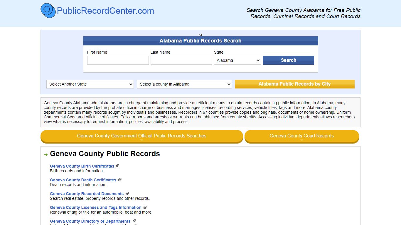 Geneva County Alabama Free Public Records - Court Records ...