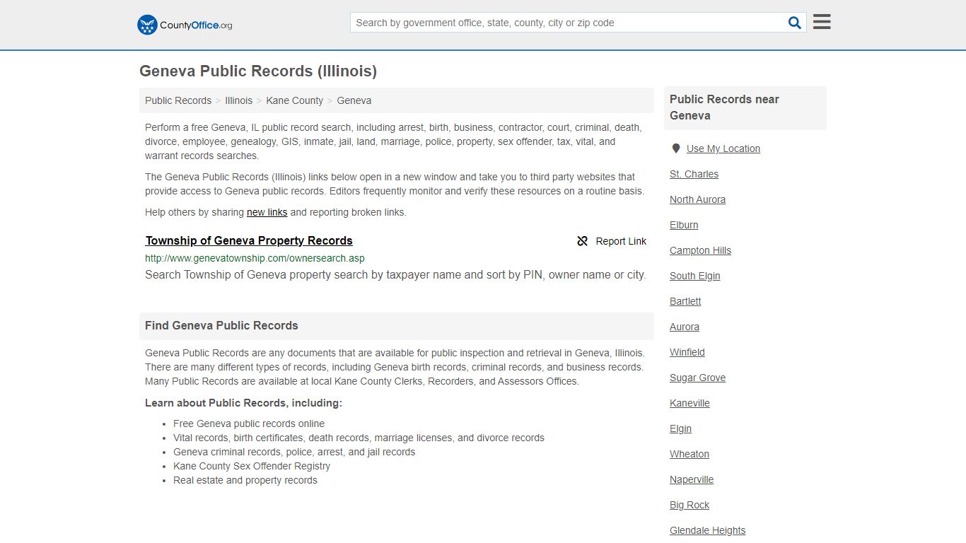 Geneva Public Records (Illinois) - County Office